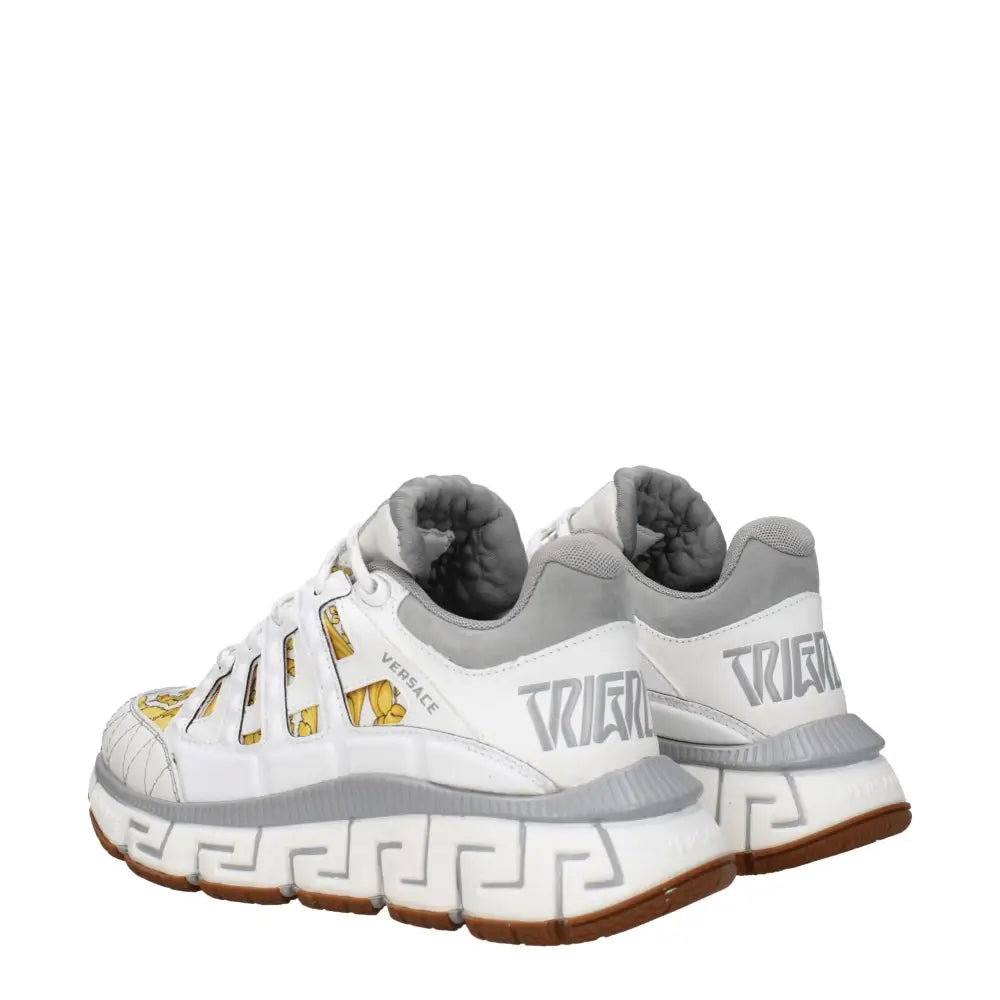 Versace Weißer Stoff Sportliche Turnschuhe