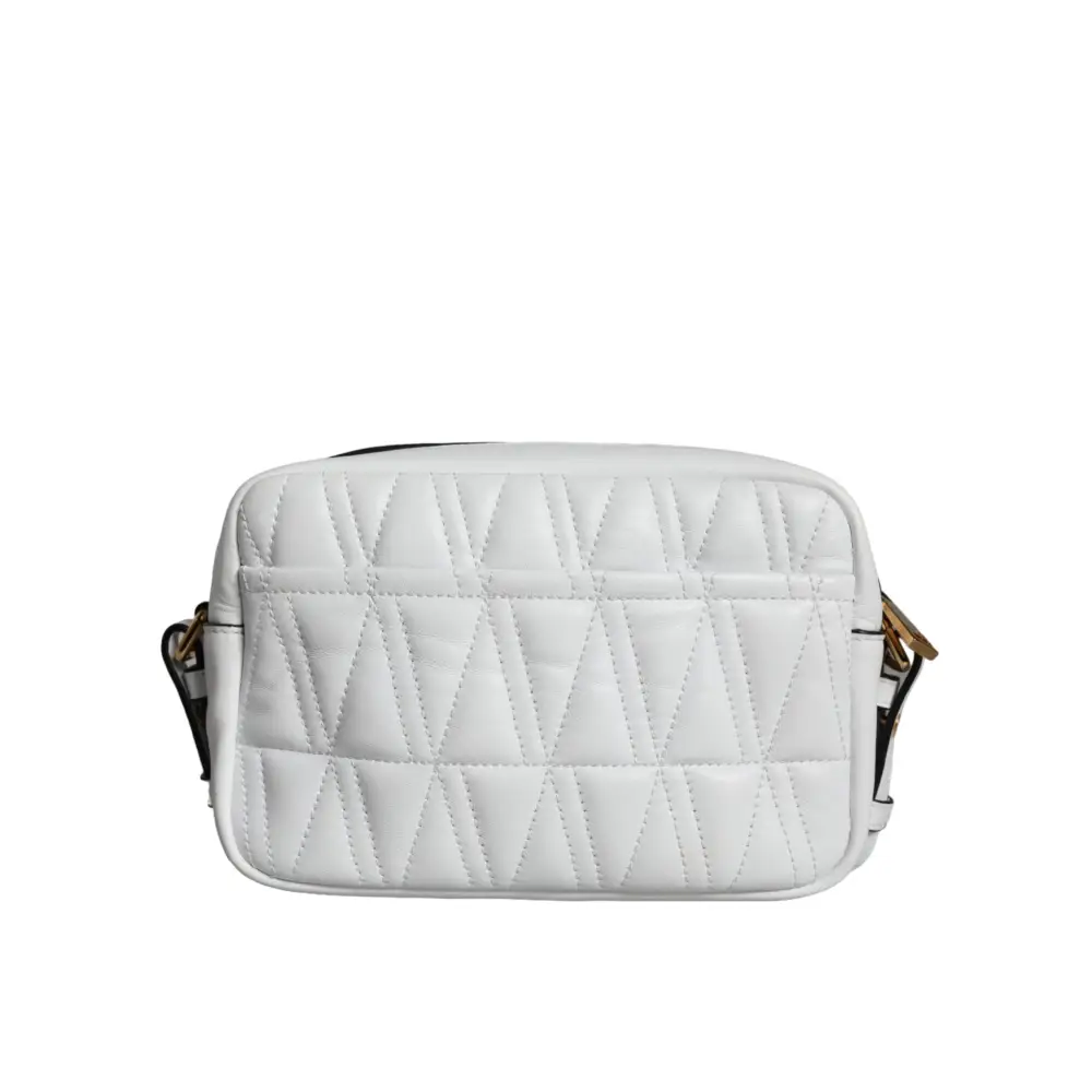 Versace White Quilted Nappa Leather Crossbody Shoulder Bag