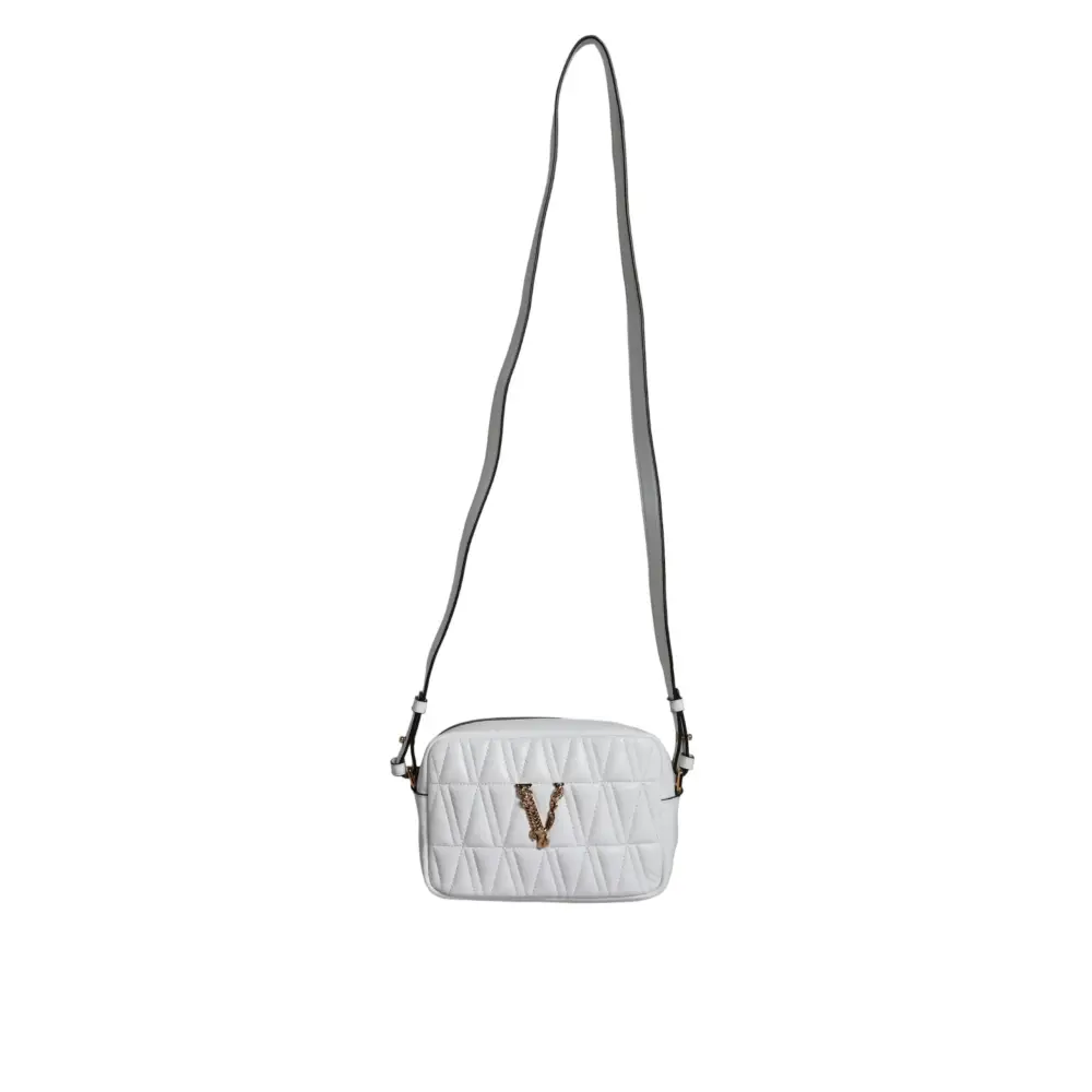 Versace White Quilted Nappa Leather Crossbody Shoulder Bag